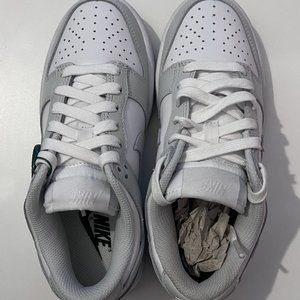 Gray and White Low Dunks